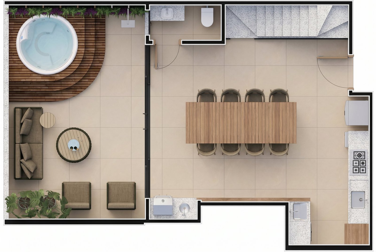 Cobertura duplex — pavimento superior