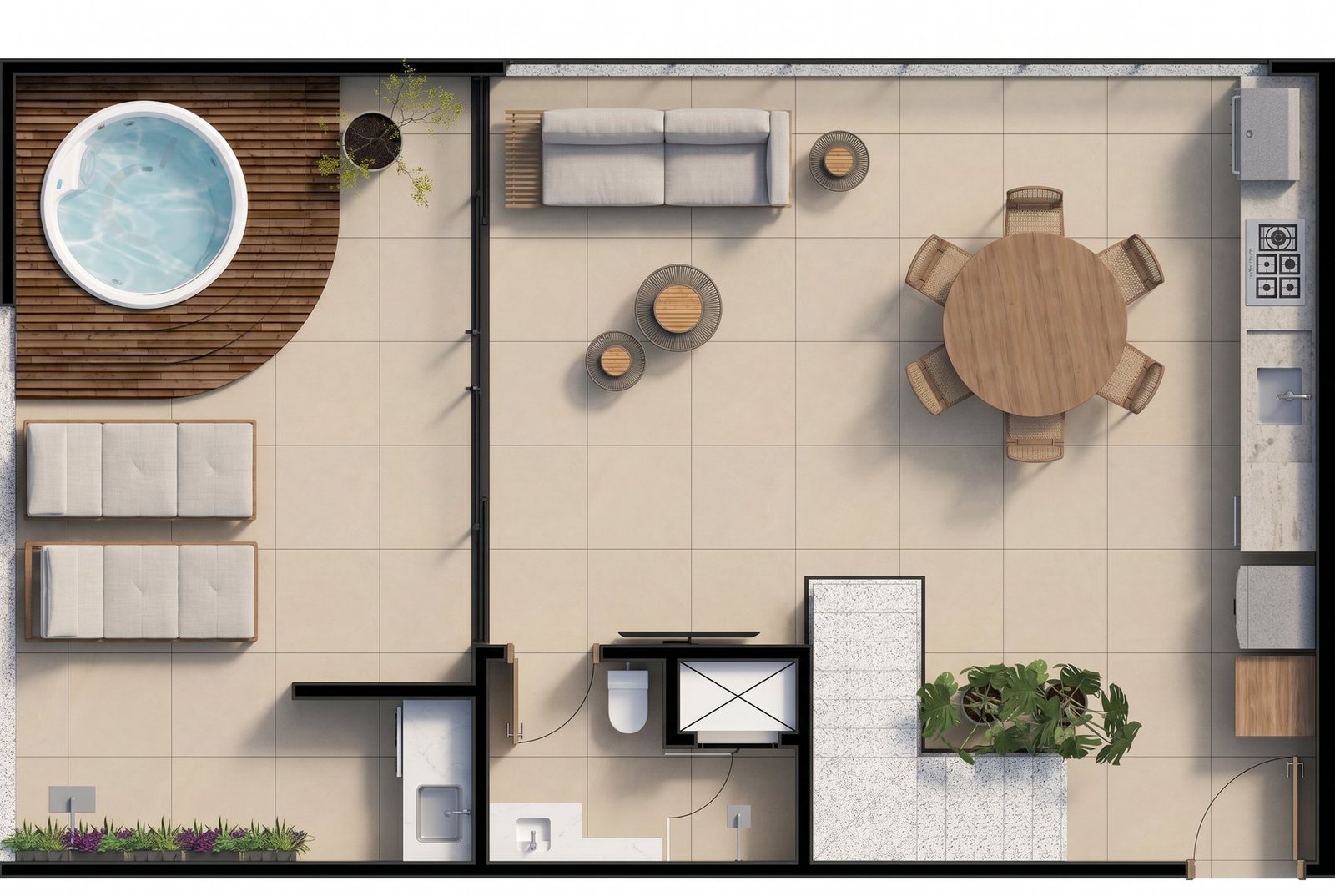 Cobertura duplex — pavimento superior